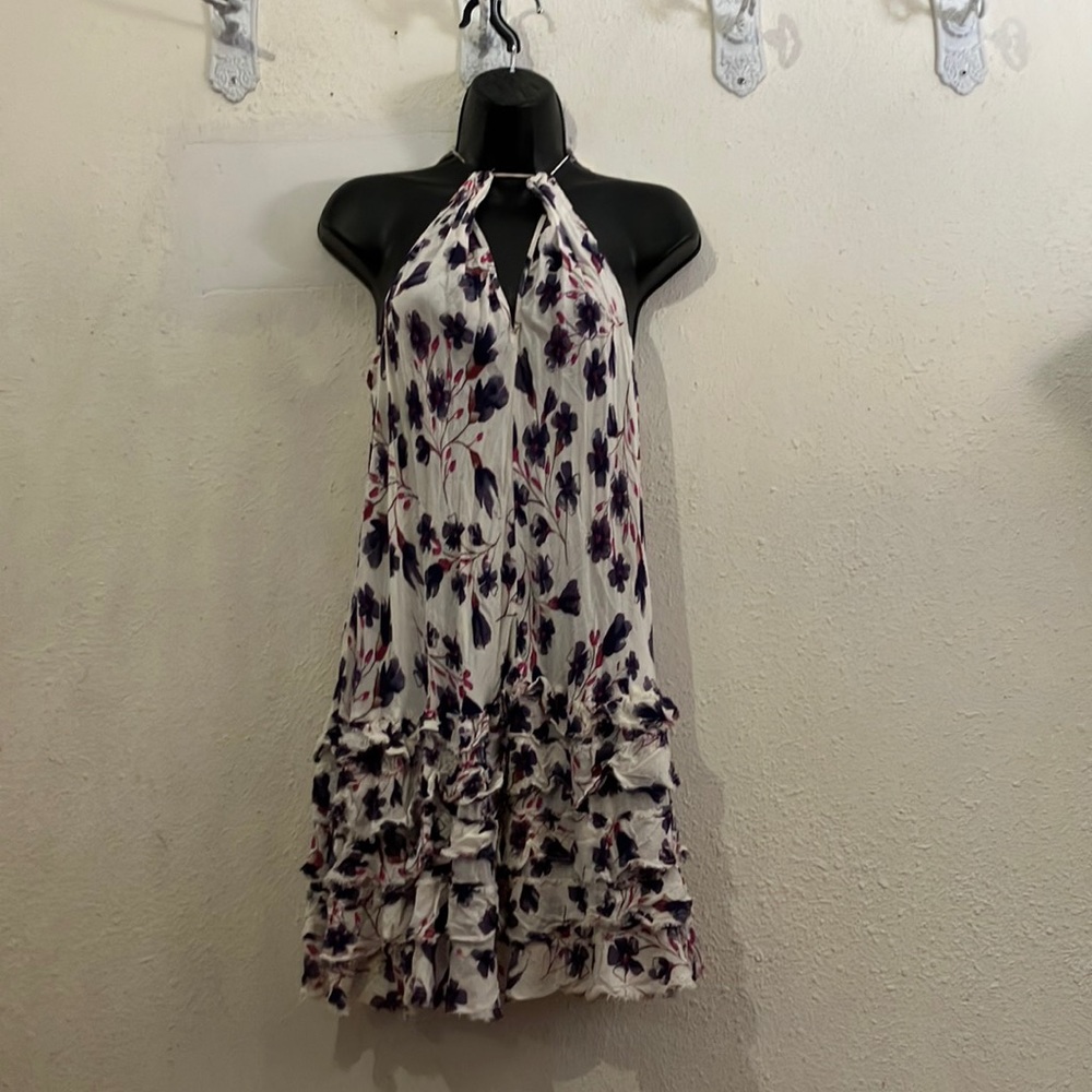 Free People Floral Halter Dress - White and Purple